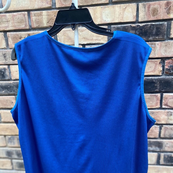 ALIA WOMEN 3X Blue Ribbed stretch Sleeveless Top - Picture 2 of 3